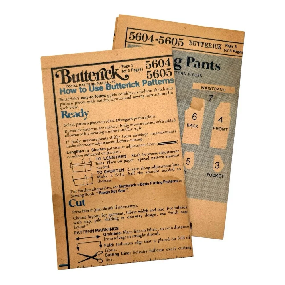 VTG 1970 Butterick Sewing Pattern Childs' Vest Skirt Short & Pants Size 4 #5604